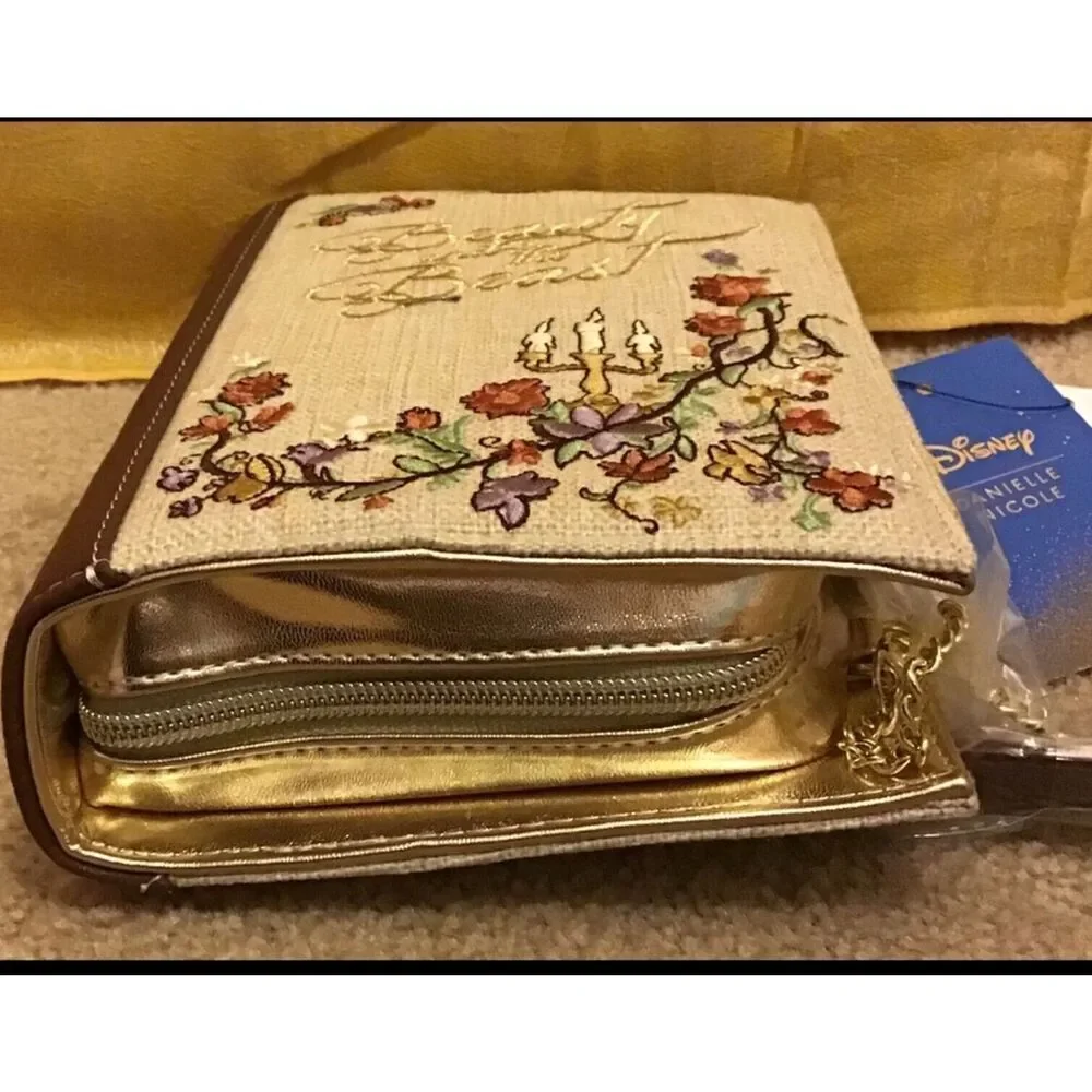 DANIELLE NICOLE Disney Beauty and the Beast Clutch Purse Book Belle BRAND NEW - Picture 5 of 7